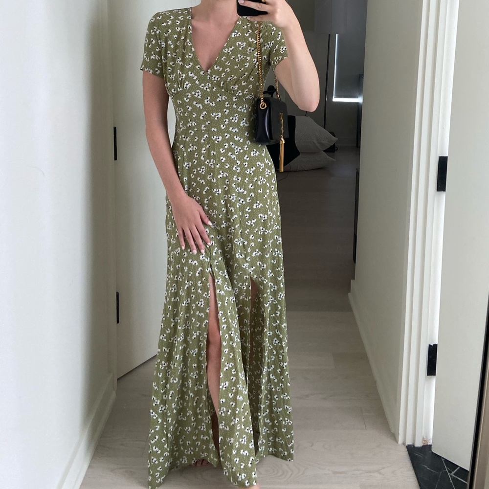 Nasty Gal green and white floral maxi dress
